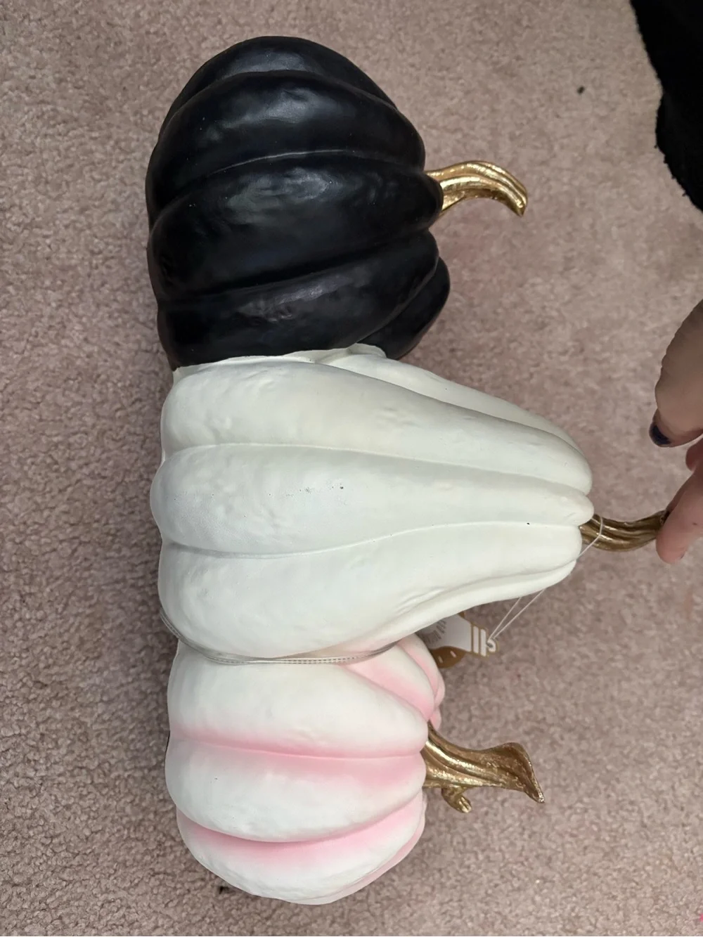 Jack-O'-Lantern Pumpkin Decorations - White, Pink-White & Black - Picture 4 of 5